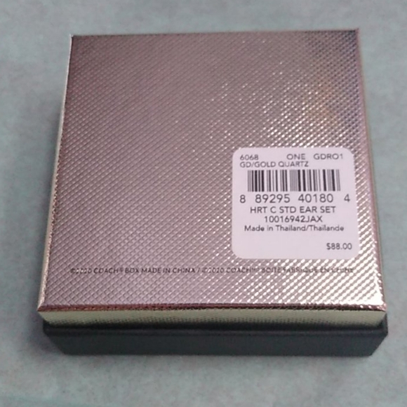 Coach 6068 Heart Stud Earrings Set, Gold/Gold Quartz, 2 pair set - Picture 5 of 7